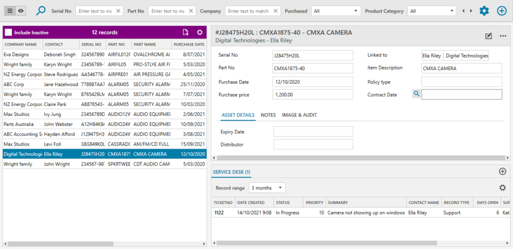 CRM Assets management